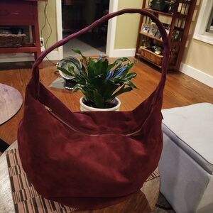 Skinner Ultra Suede Burgundy Hobo Bag